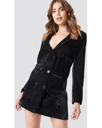 NA-KD Galore x Sparkling Velvet Blazer Dress - Schwarz