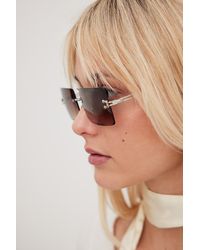 NA-KD Slim Squared Rimless Sunglasses - Natural
