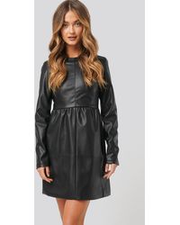 NA-KD Party PU Long Sleeve Mini Dress - Schwarz