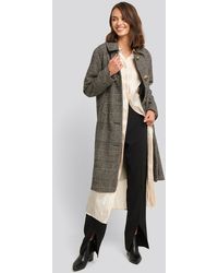 NA-KD Printed Big Button Coat - Grijs