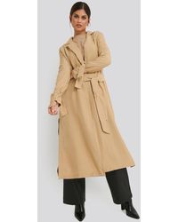 NA-KD Fluid Slit Trenchcoat - Naturel