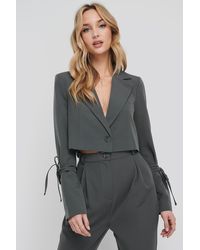 NA-KD Cropped Blazer - Grijs