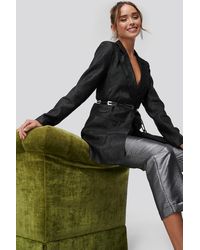 NA-KD Glittery Long Blazer - Zwart