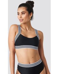 NA-KD Striped Elastic Structured Bikini Top - Zwart