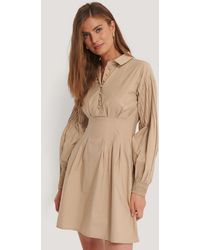 NA-KD Boho Minikleid - Natur