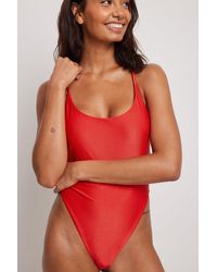 NA-KD Red Deep Back Swimsuit