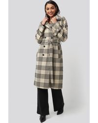 NA-KD Checked Belted Coat - Meerkleurig