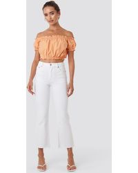 NA-KD Raw Hem Kick Flare Jeans - Wit