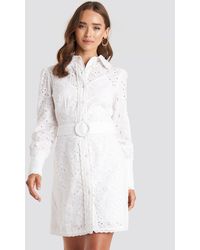 NA-KD Anglaise Collar Mini Dress - Wit