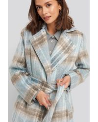 NA-KD Blue Checked Coat - Blauw