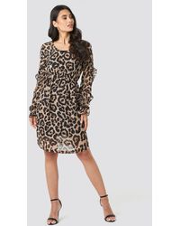 NA-KD Ruffle Sleeve Dress - Mehrfarbig