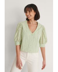 NA-KD Buonalima x Oberteil Mit Puffärmeln - Grün