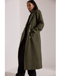 NA-KD Green Classic Straight Gold Button Coat - Brown