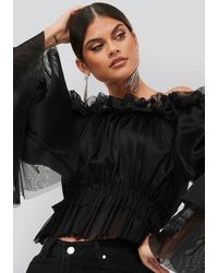 NA-KD Tulle Blouse - Zwart