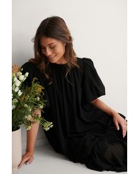 NA-KD Trend Big Puff Sleeve Chiffon Dress - Schwarz