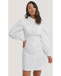 NA-KD Hemdkleid Mit Gürtel - Weiß