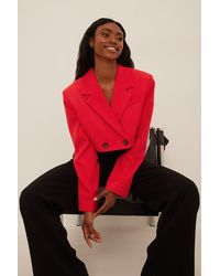 Damen Bekleidung Jacken Blazer Sakkos und Anzugsjacken NA-KD Synthetik Classic Übergroßer Twill-Blazer in Rot 