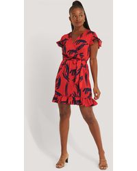 NA-KD Mini-Wickelkleid Mit Gürtel - Rot