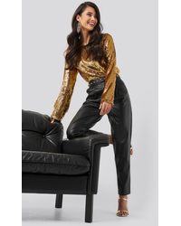 NA-KD Heavy Sequin Blouse - Metallic