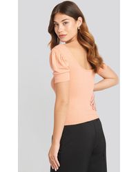 NA-KD Deep Back Puff Sleeve Top - Mehrfarbig