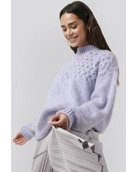 NA-KD Cable Detail Knitted Sweater - Paars