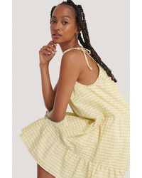 Trendyol Katoenen A-lijn Jurk Met Ruches - Geel