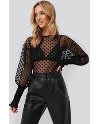 Trendyol Polka Dot Detailed Tulle Blouse - Zwart