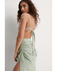 NA-KD Trend Drapiertes Kleid Mit Trägern - Grün