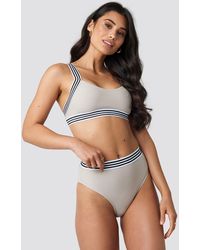 NA-KD Striped Elastic Structured Bikini Pantie - Meerkleurig
