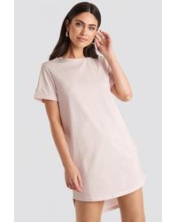 NA-KD Uneven Hem Oversized T-shirt Dress - Pink