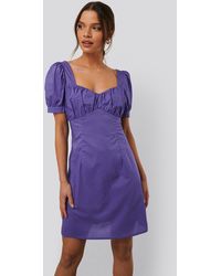 NA-KD Mini-jurk Met Pofmouwen - Paars