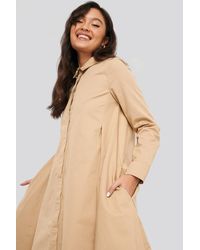 NA-KD Asymmetrical Shirt Dress - Naturel