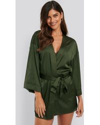 NA-KD Satijnen Kaftan - Groen