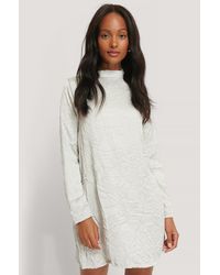NA-KD Creased Effect Long Sleeve Mini Dress - Grijs