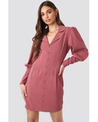 NA-KD Trend Button Front Mini Dress - Rot