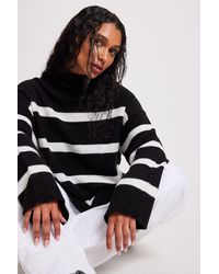 NA-KD Stripe Knitted Striped High Neck - Black