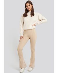 NA-KD Exposed Seam Flare Leggings - Naturel