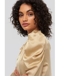 NA-KD Party Gathered Satin Blouse - Mettallic