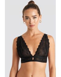 NA-KD Double Elastic Lace Bra - Zwart