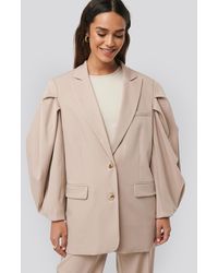NA-KD Balloon Sleeve Blazer - Naturel