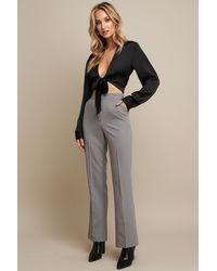 NA-KD Pleat Front Flare Leg Suit Pants - Grijs