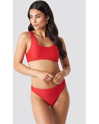 NA-KD Ribbed Sporty Bikini Bottom - Rouge