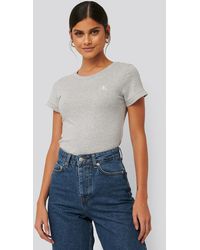 Calvin Klein Embroidery Slim Tee - Grau
