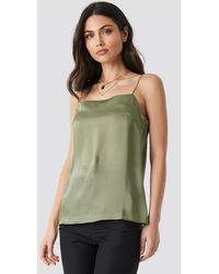 NA-KD Satin Cami Top - Groen