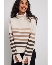NA-KD ,stripe Striped Oversized Sweater - Natural
