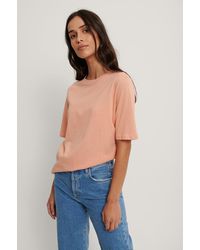 NA-KD Basic T-Shirt Mit Hohem Rundhalsausschnitt - Orange