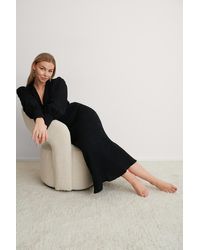 NA-KD Maxi-jurk Met Ballonmouwen - Zwart