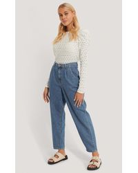 Mango Cropped Jeans Met Hoge Taille - Blauw