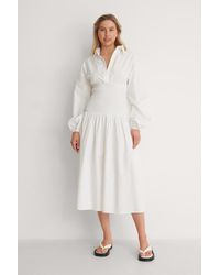 NA-KD Smockjurk Met Ballonmouwen - Wit