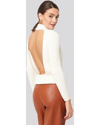 NA-KD Open Back Ribbed Sweater - Blanc